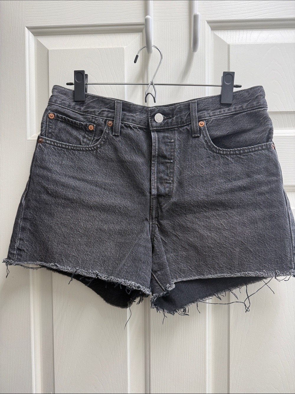 Levi's Black Washed Denim Cutoff Shorts